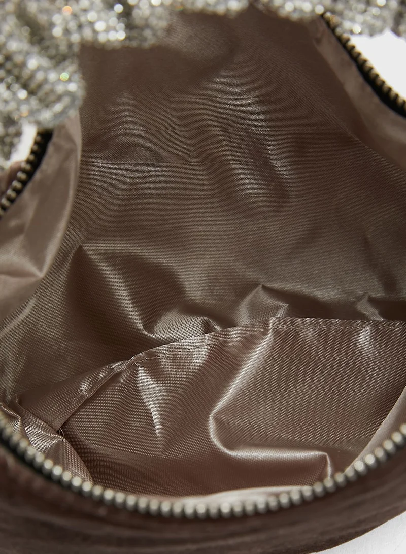 Khizana Diamante Ruched Handle Evening Bag