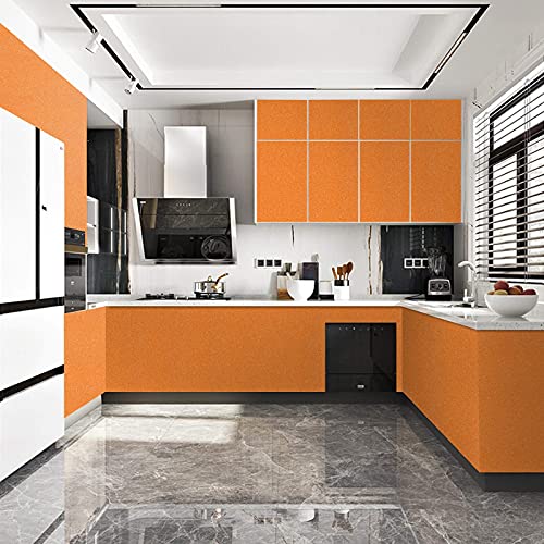 WALLTON Orange Gloss Peel and Stick Self-Adhesive Removable Thicken Waterproof for Kitchen Countertop Cabinet Wardrobe - 12''X''48 Inches, Vinyl, Wall - Image 4