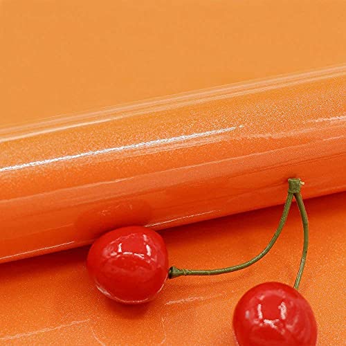 WALLTON Orange Gloss Peel and Stick Self-Adhesive Removable Thicken Waterproof for Kitchen Countertop Cabinet Wardrobe - 12''X''48 Inches, Vinyl, Wall - Image 1
