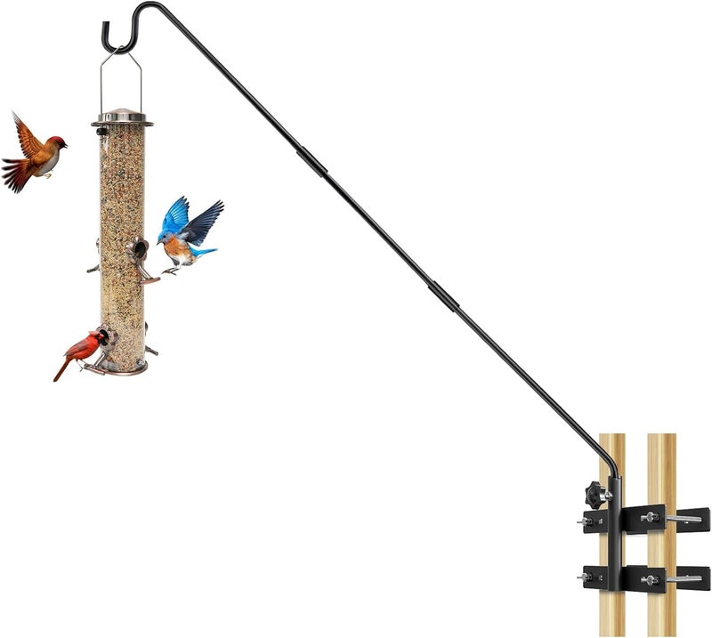 IVOODi Heavy Duty Deck Hook-Deck Railing Plant Hanger, 29 to 43 Inch Extended Bird Feeder Hanger W/Double Clamps,Versatile Deck Shepherd Hook for Hanging Bird Feeders,Lanterns,Planters etc. - Image 1