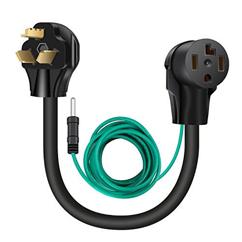 WELLUCK 1.5 FT 4 Prong to 3 Prong Dryer Adapter, 30 Amp Dryer Outlet Plug Power Cord, NEMA 10-30P Male to 14-30R Female Three Prong Converter, 250V 3prone Old Clothes Dryer Connector w/Ground Wire - Image 1