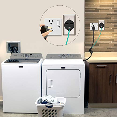 WELLUCK 1.5 FT 4 Prong to 3 Prong Dryer Adapter, 30 Amp Dryer Outlet Plug Power Cord, NEMA 10-30P Male to 14-30R Female Three Prong Converter, 250V 3prone Old Clothes Dryer Connector w/Ground Wire - Image 2