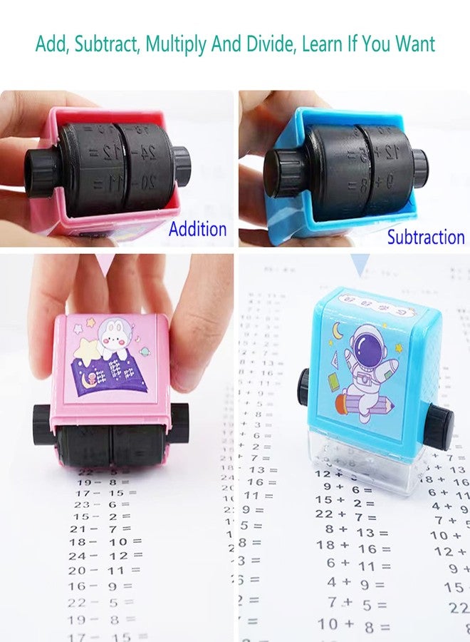 ZMURED 5PC Roller Digital Teaching Stamp,Addition, Subtraction, Multiplication Division and Fill in The Blank Roller Stamp， Teaching Math Practice Questions for Preschool Kindergarten Homeschool Supplies - Image 4