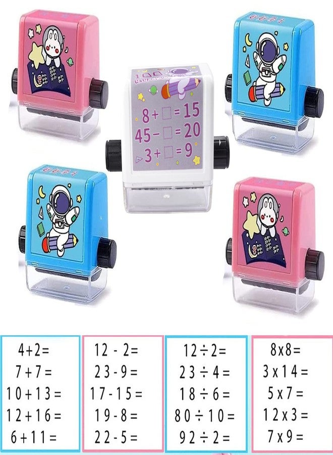 ZMURED 5PC Roller Digital Teaching Stamp,Addition, Subtraction, Multiplication Division and Fill in The Blank Roller Stamp， Teaching Math Practice Questions for Preschool Kindergarten Homeschool Supplies - Image 1