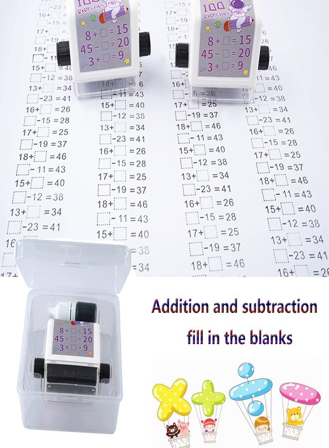 ZMURED 5PC Roller Digital Teaching Stamp,Addition, Subtraction, Multiplication Division and Fill in The Blank Roller Stamp， Teaching Math Practice Questions for Preschool Kindergarten Homeschool Supplies - Image 2