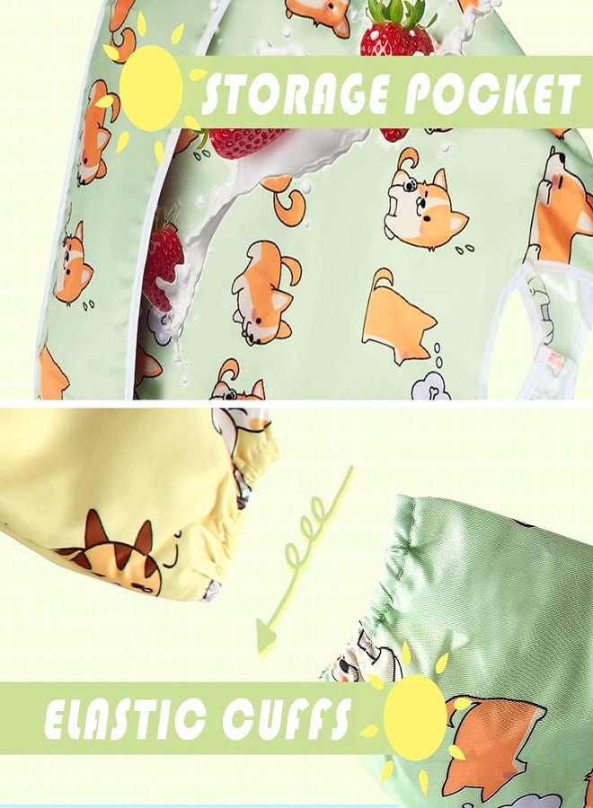 Little Dimsum Full Sleeved Feeding Bib 2 Pack,Baby & Toddler Waterproof Bib Apron,Food Protection Large Pocket Eating Smock 6-36 Months (Little Puppy/Little Cat) - Image 2