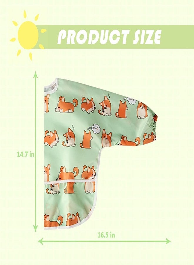 Little Dimsum Full Sleeved Feeding Bib 2 Pack,Baby & Toddler Waterproof Bib Apron,Food Protection Large Pocket Eating Smock 6-36 Months (Little Puppy/Little Cat) - Image 4