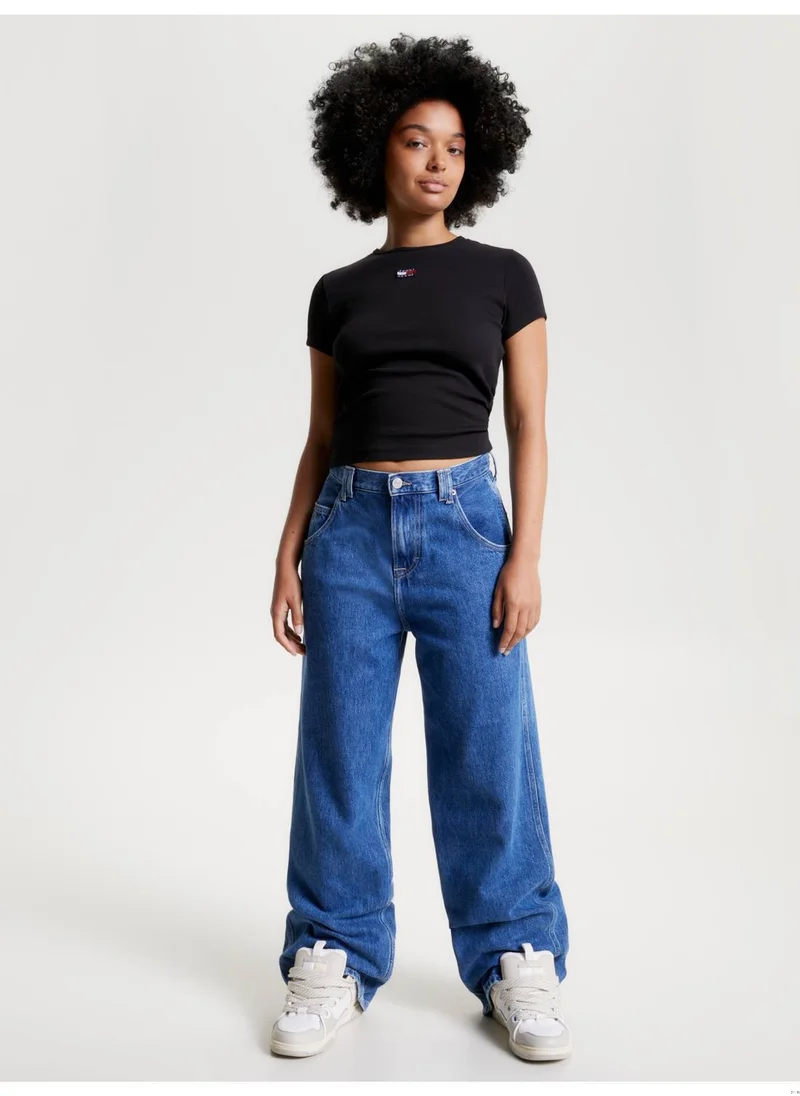 TOMMY JEANS Women's Short Sleeves T-Shirt - Cotton, Black