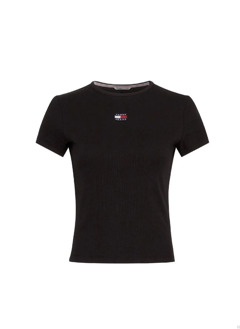 TOMMY JEANS Women's Short Sleeves T-Shirt - Cotton, Black