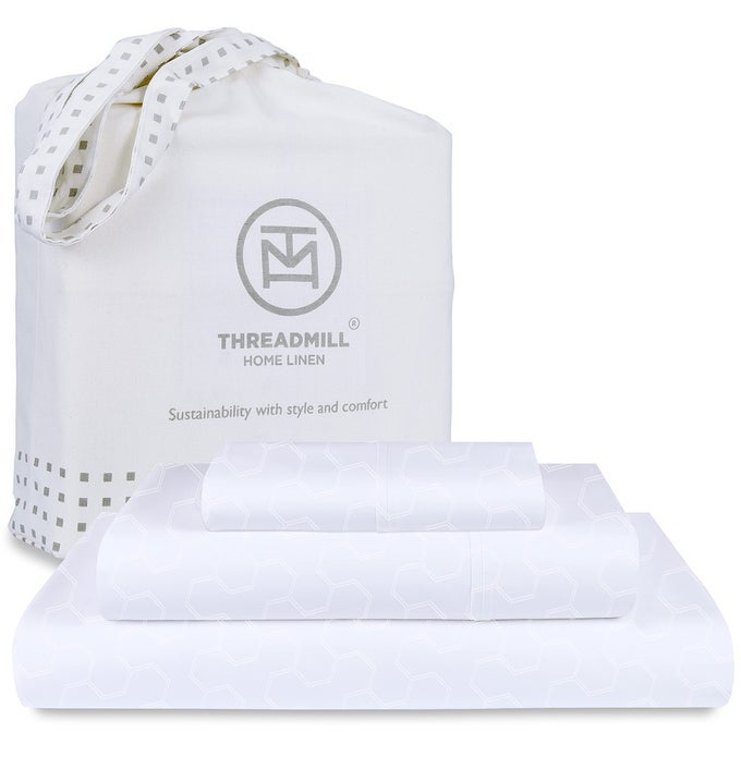 500 THREAD COUNT TWIN SIZE 3 PC LUXURY COTTON BEDDING SET JACQUARD FLORIA HOTEL WHITE BREATHABLE SHEETS WITH 15 ELASTICIZED DEEP POCKET 1 PILLOWCASE FREE TOTE BAG
