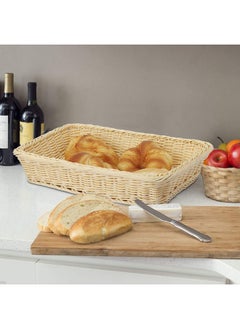 Sunnex Sunnex Heavy Duty Rectangular Polypropylene Rattan Basket C04027, 30 X 20 X 5 Cm, Beige  - Image 2