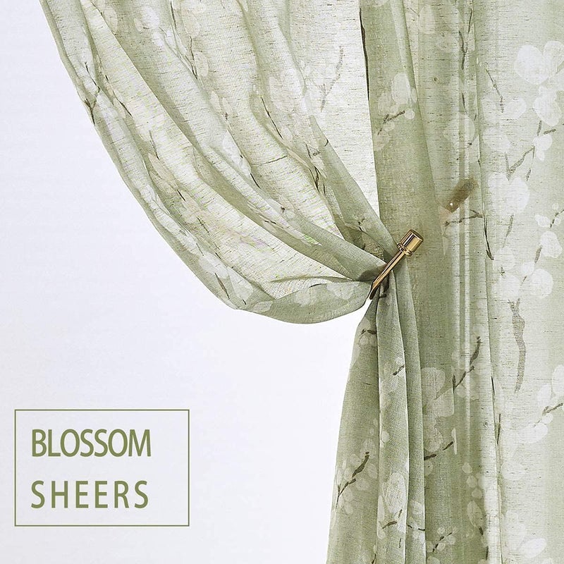 BFAM Sheer Curtain with Floral Print, Premium Printed Sheer Drapes, Eyelet/Grommet Curtain for Living Room, Bedroom, Light Filtering Curtains, Green Floral 7 Feet,Pack of 1 Curtain - Image 5