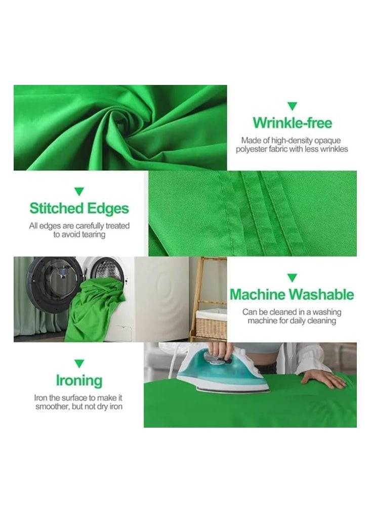 Xria Xria Green Screen 3X2m 10X6.5 Ft Solid Color Backdrop Photographic Background Washable Cloth For Photo Studio Video Chroma Key (Green)  - Image 2