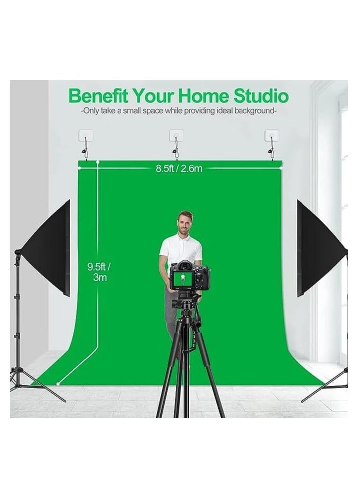Xria Xria Green Screen 3X2m 10X6.5 Ft Solid Color Backdrop Photographic Background Washable Cloth For Photo Studio Video Chroma Key (Green)  - Image 3