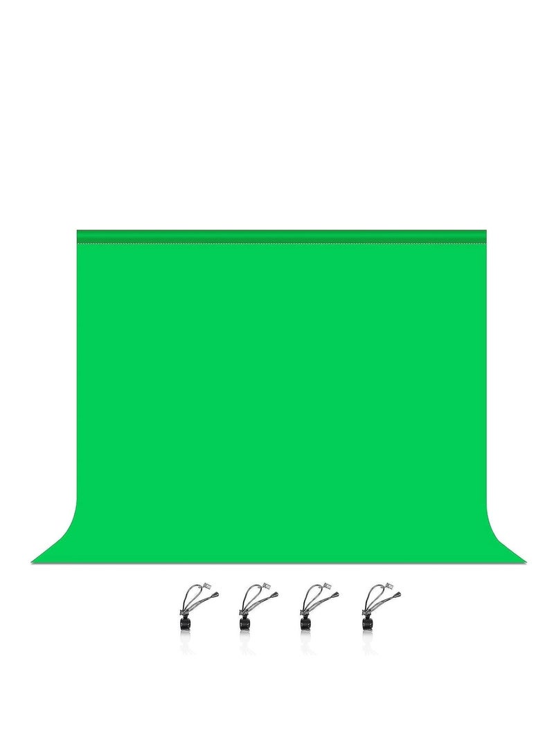Xria 3x2m Green Screen Backdrop 10x6.5FT Chroma Key Photography Background – Washable Anti-Wrinkle Polyester Cloth with Rod Pocket & 4 Hanging Clips – Studio, Video Recording, Streaming & Zoom - Image 1
