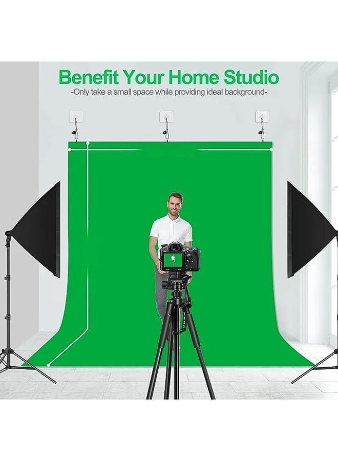 Xria 3x2m Green Screen Backdrop 10x6.5FT Chroma Key Photography Background – Washable Anti-Wrinkle Polyester Cloth with Rod Pocket & 4 Hanging Clips – Studio, Video Recording, Streaming & Zoom - Image 5