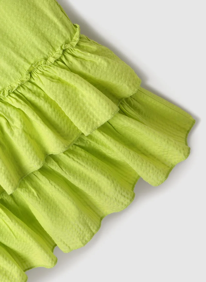 Nautinati  Nautinati Woven Lime Green Tiered Dress for Girls for Women | Best Price UAE