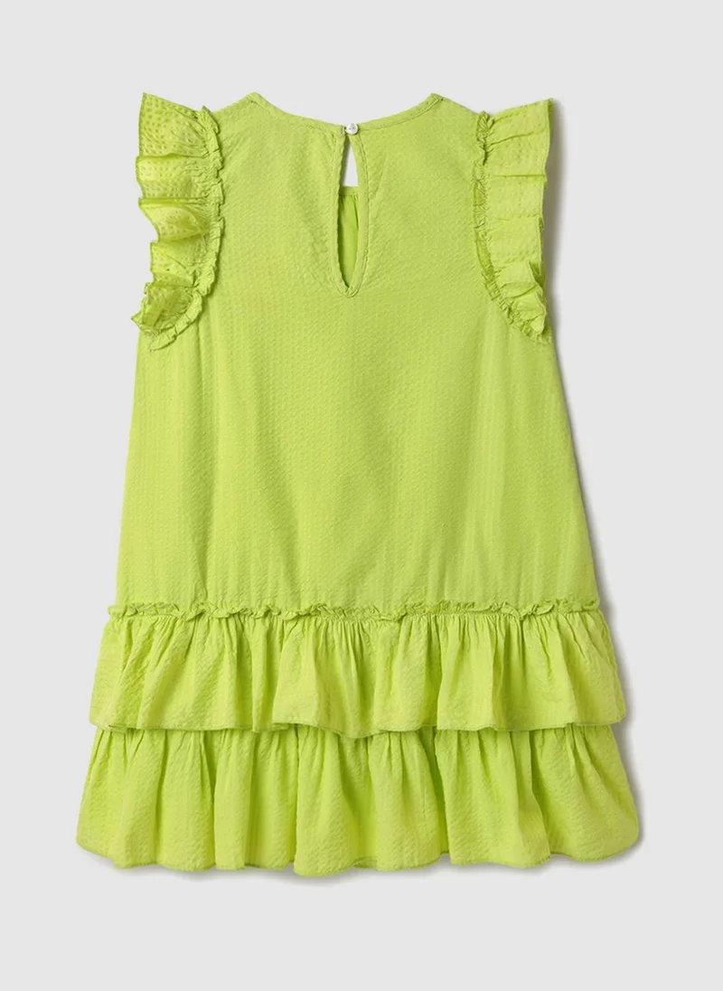 Nautinati  Nautinati Woven Lime Green Tiered Dress for Girls for Women | Best Price UAE