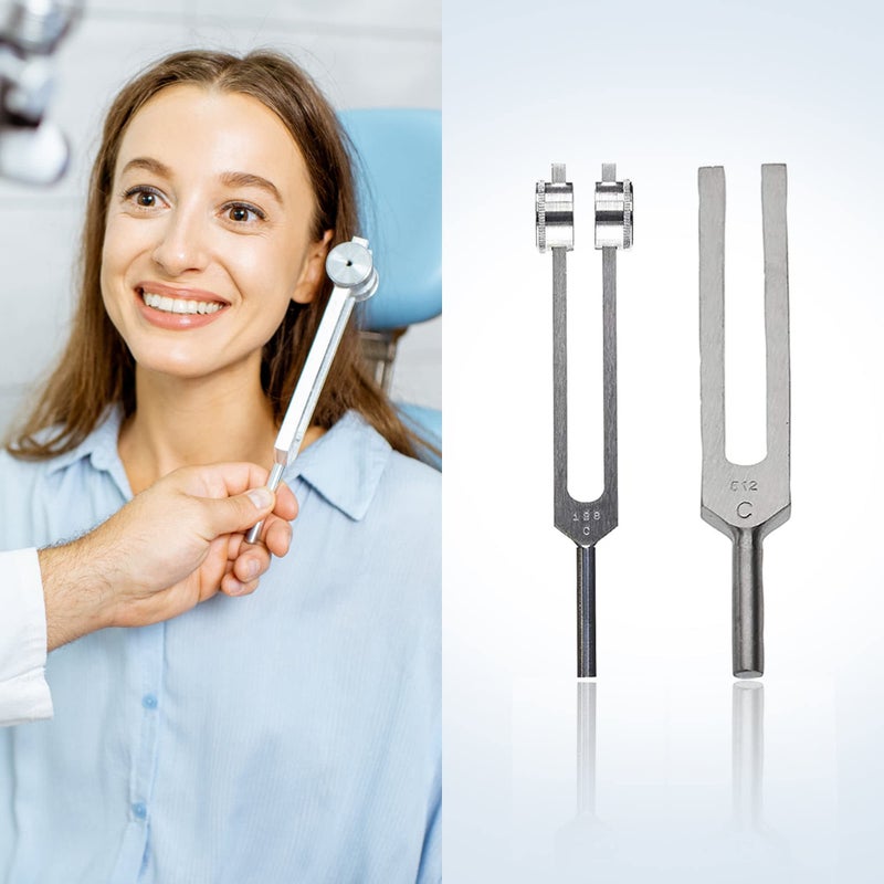 DEXSUR Diagnostics Kit - Percussion Taylor Reflex Hammer + C 128 & C 512 Tuning Forks + Bandage Scissors + Pupil Gauge Pen Light in Carrying Case - 6 Pieces Set - Silver - Image 5