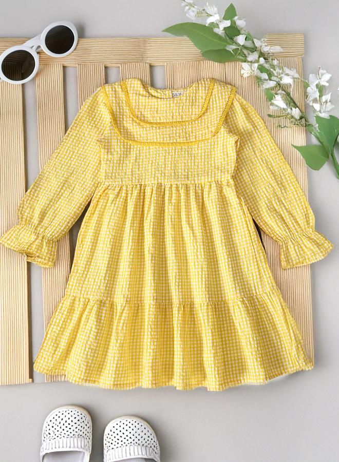 بيلا مودا فستان كاروهات أصفر - Image 1