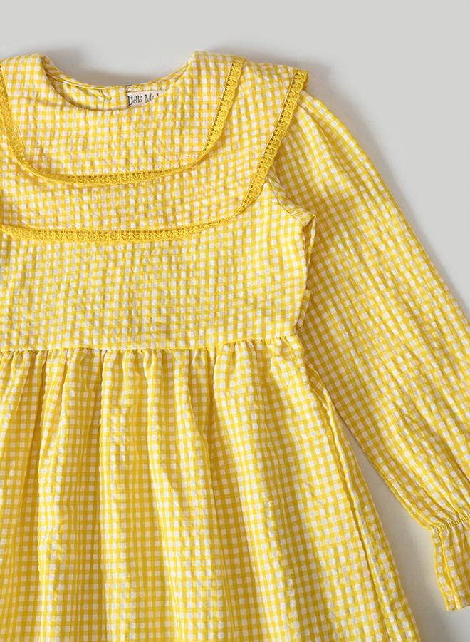 بيلا مودا فستان كاروهات أصفر - Image 4