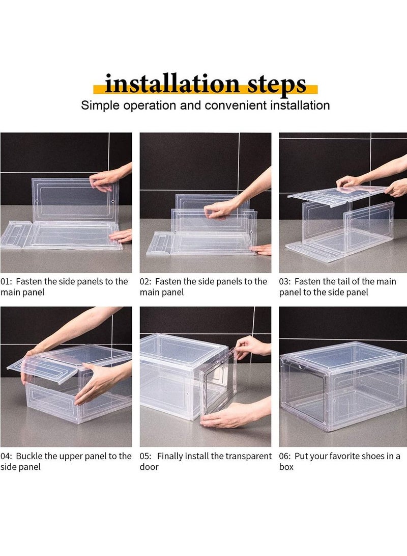 HomarKet طقم صناديق أحذية قابل للتكديس مكون من 6 قطع، شفاف، 34×25×18 سم  - Image 5