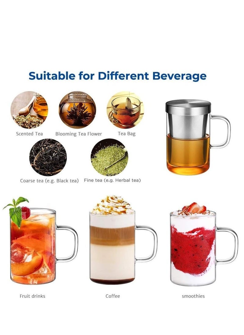 1Chase 500 ML Borosilicate Glass Tea Cup with Stainless Steel Infuser and Lid, Durable and Elegant Tea Mug, Stylish Glass Teacup - Image 2