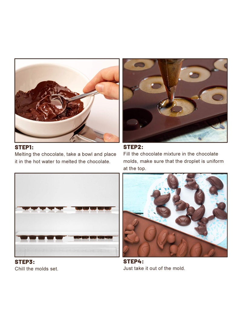 SYOSI 4Pcs  Mold  Egg Mold Rabbit Mould Duck Resin Chocolate Mold Silicone Candy Pan for  Party Fondant Jelly Dome Mousse Cake Topper Making - Image 2