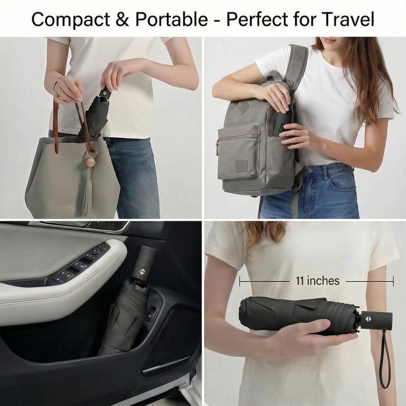 BAODINI Small UV Protection Travel Umbrella Compact for Rain and Sun UPF 50+ Windproof Portable 42 inch Umbrella for Women and Men - Image 3