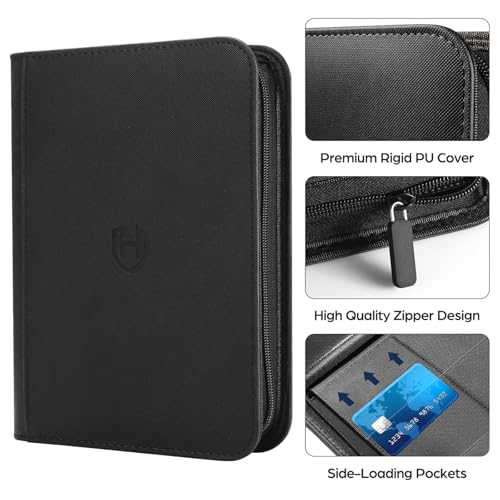 Pemocyny Card Binder 16 Pocket with Zipper 1024 Pockets Trading Card Holder Book Premium PU Cover Zip Folder Binder Side Loading Carrying Case Binder Album for TCG MTG Sports Cards Game Cards - Image 5