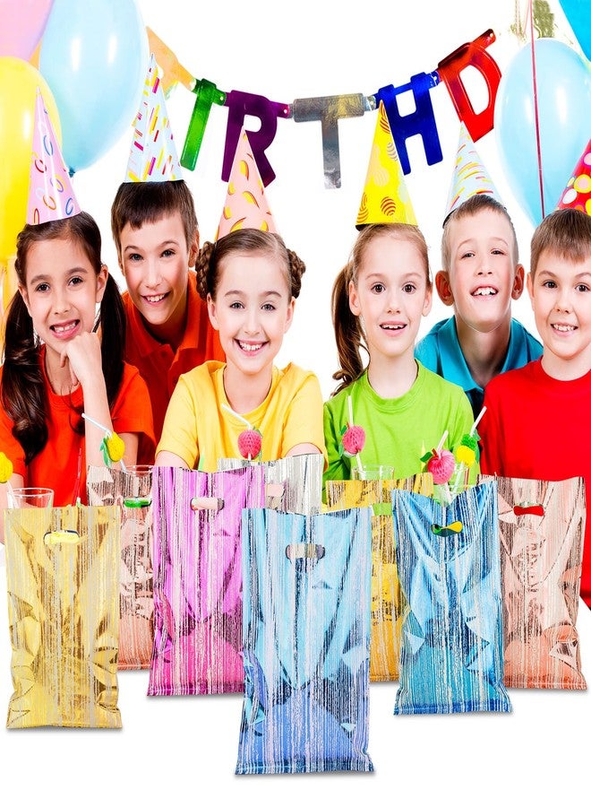 أكياس هدايا حفلات أعياد الميلاد من هابمارز، ٥٠ قطعة، أكياس حلوى مخططة بمقابض للأطفال من الجنسين، أكياس هدايا بلاستيكية بالجملة لحفلات استقبال المولود وحفلات الزفاف - Image 3