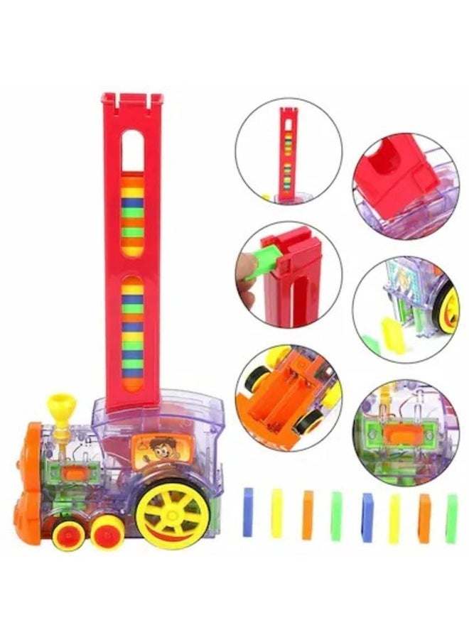 Toy Box QUALITIO Domino Train Toy Set with Sounds & Lights (60 Domino) for Kids 3-7 Year Old.  - Image 2