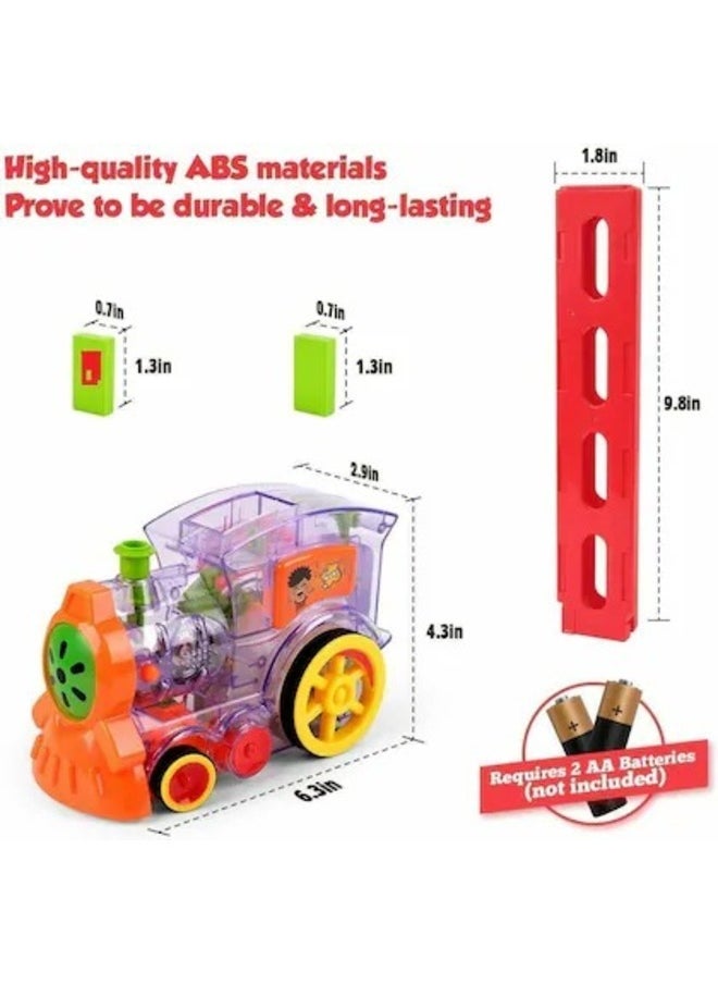 Toy Box QUALITIO Domino Train Toy Set with Sounds & Lights (60 Domino) for Kids 3-7 Year Old.  - Image 4