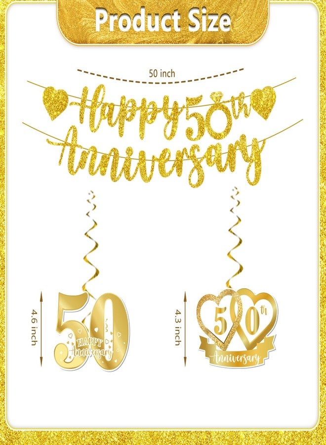 cocomigo 162pc 50th Anniversary Decorations - Tableware Set with Plates, Napkins, Banner, Tablecloth, Balloons - Serves 25 - Image 3