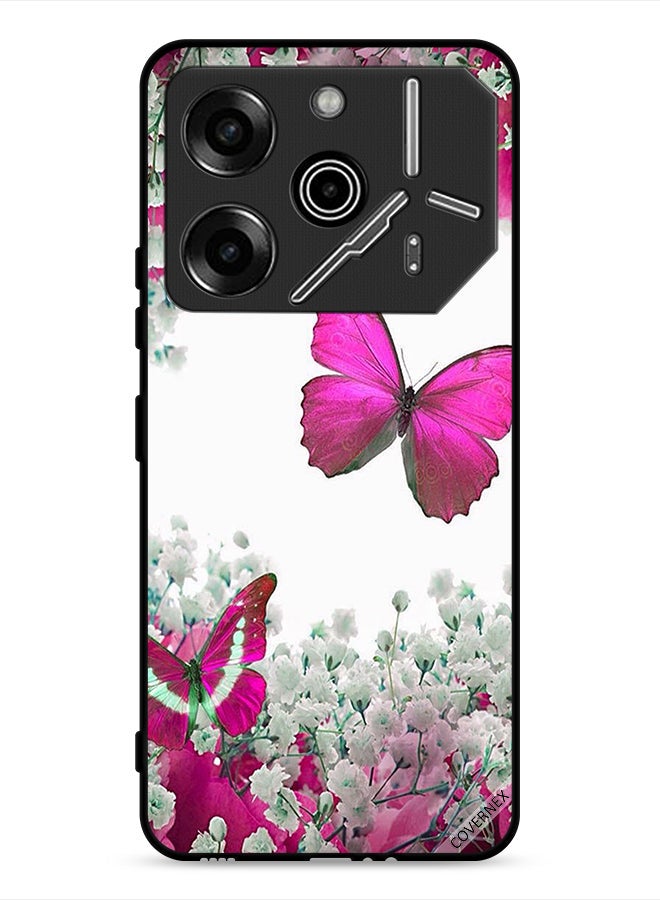 Covernex Tecno Pova 6 Pro 5G Protective Case Cover Beautiful Butterflies And Small Roses - Image 1