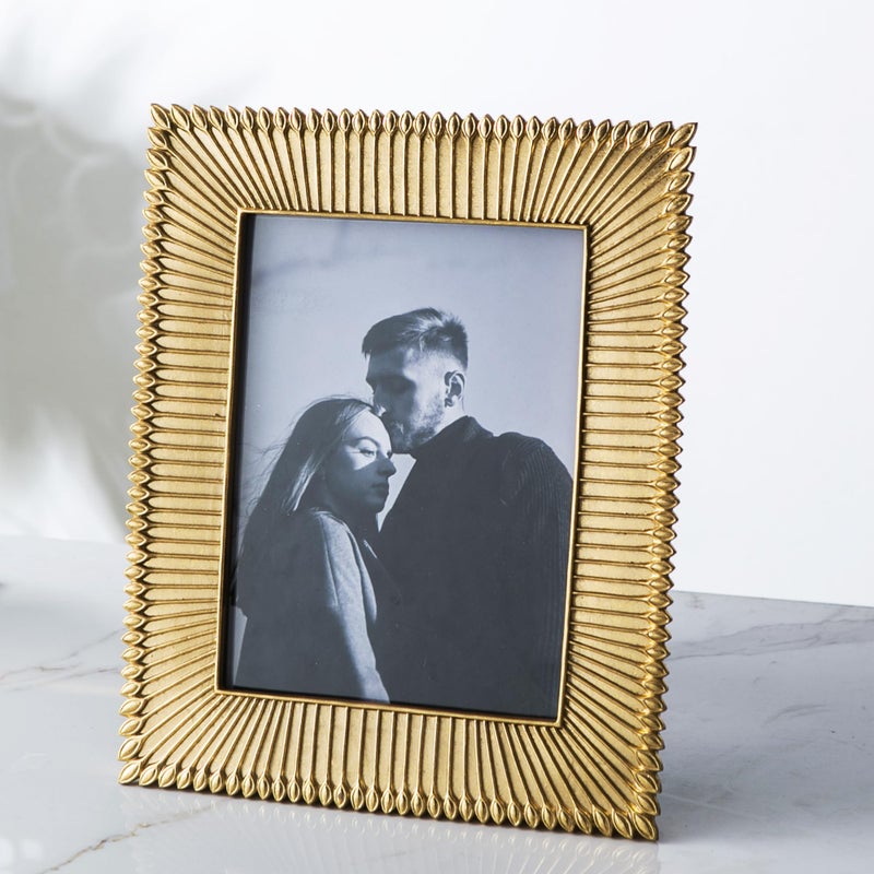 Kimdio 6x8 Picture Frames Resin Table Frame Rustic Photo Frame with High Definition Glass for Wall or Tabletop Display (Gold 6x8 in) - Image 2