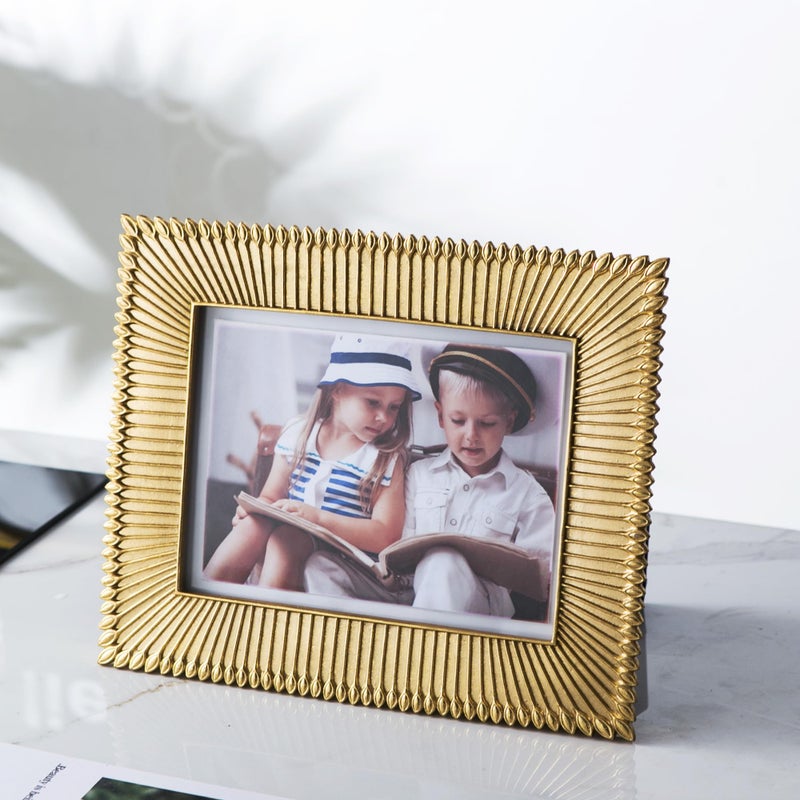 Kimdio 6x8 Picture Frames Resin Table Frame Rustic Photo Frame with High Definition Glass for Wall or Tabletop Display (Gold 6x8 in) - Image 3