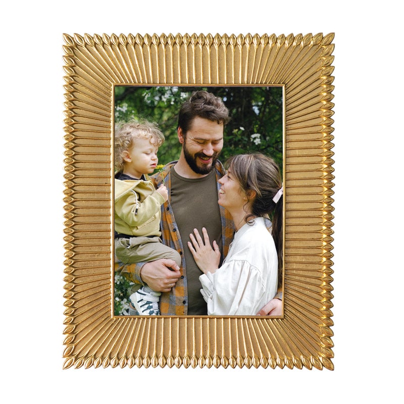 Kimdio 6x8 Picture Frames Resin Table Frame Rustic Photo Frame with High Definition Glass for Wall or Tabletop Display (Gold 6x8 in) - Image 1