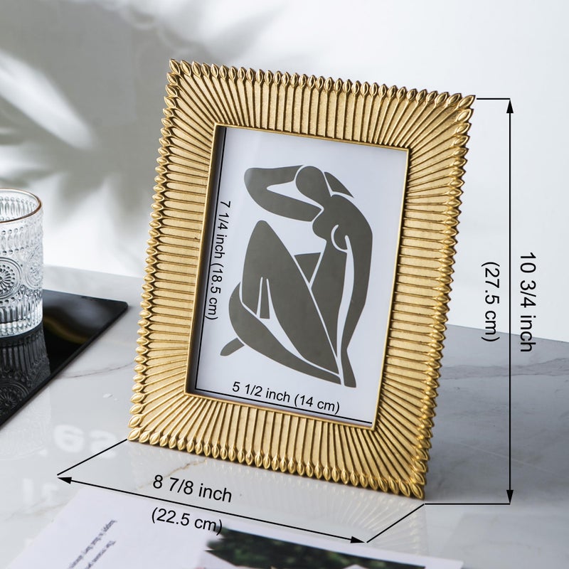 Kimdio 6x8 Picture Frames Resin Table Frame Rustic Photo Frame with High Definition Glass for Wall or Tabletop Display (Gold 6x8 in) - Image 5