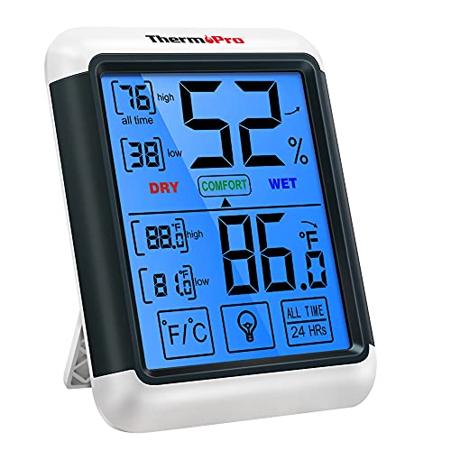 ThermoPro TP55 Digital Indoor Hygrometer Thermometer, 4-Inch Temperature / Humidity Monitor with Touchscreen and Backlit, Indoor Room Thermometer / Humidity Meter for House Home Greenhouse - Image 1