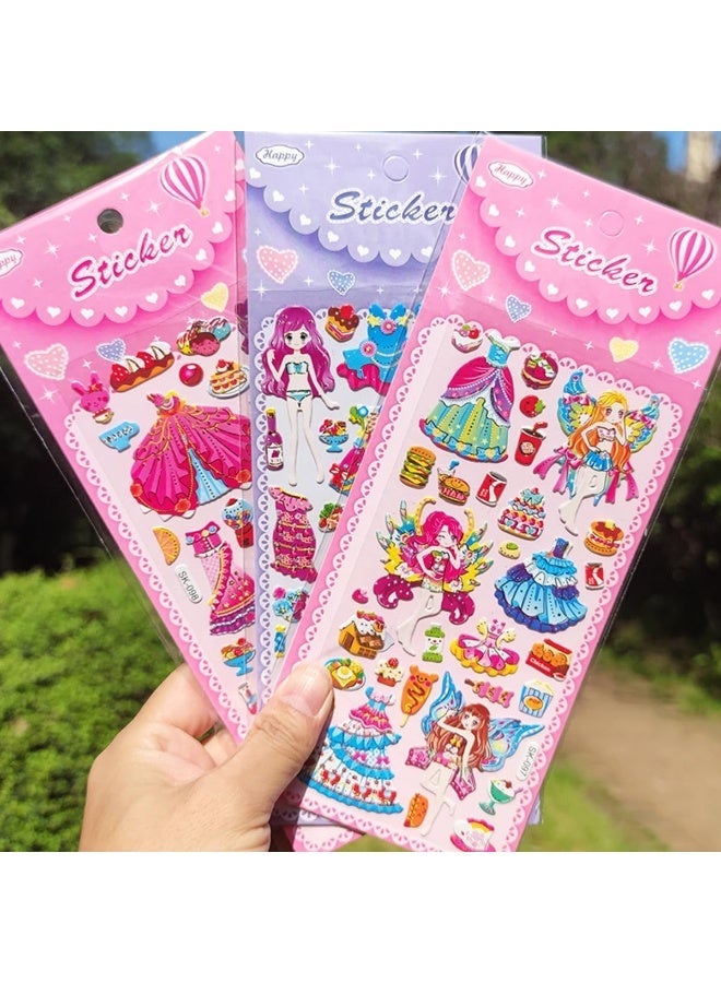 ECVV 24 Pieces 3D Dress-Up Sticker Mat Playset - Reusable Foam Princess Stickers for Girls' Crafty Fun - Image 3