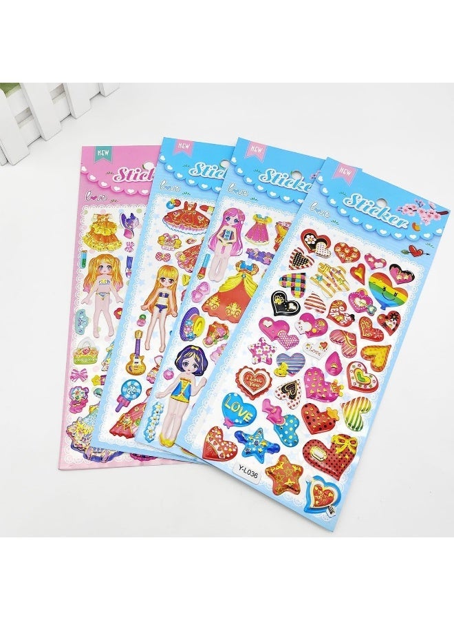 ECVV 24 Pieces 3D Dress-Up Sticker Mat Playset - Reusable Foam Princess Stickers for Girls' Crafty Fun - Image 1