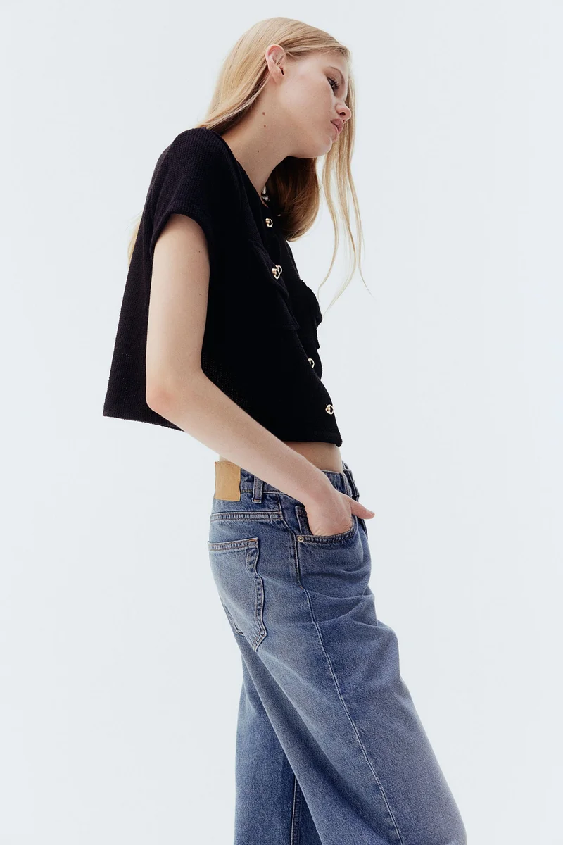 اتش اند ام Waffled jersey top