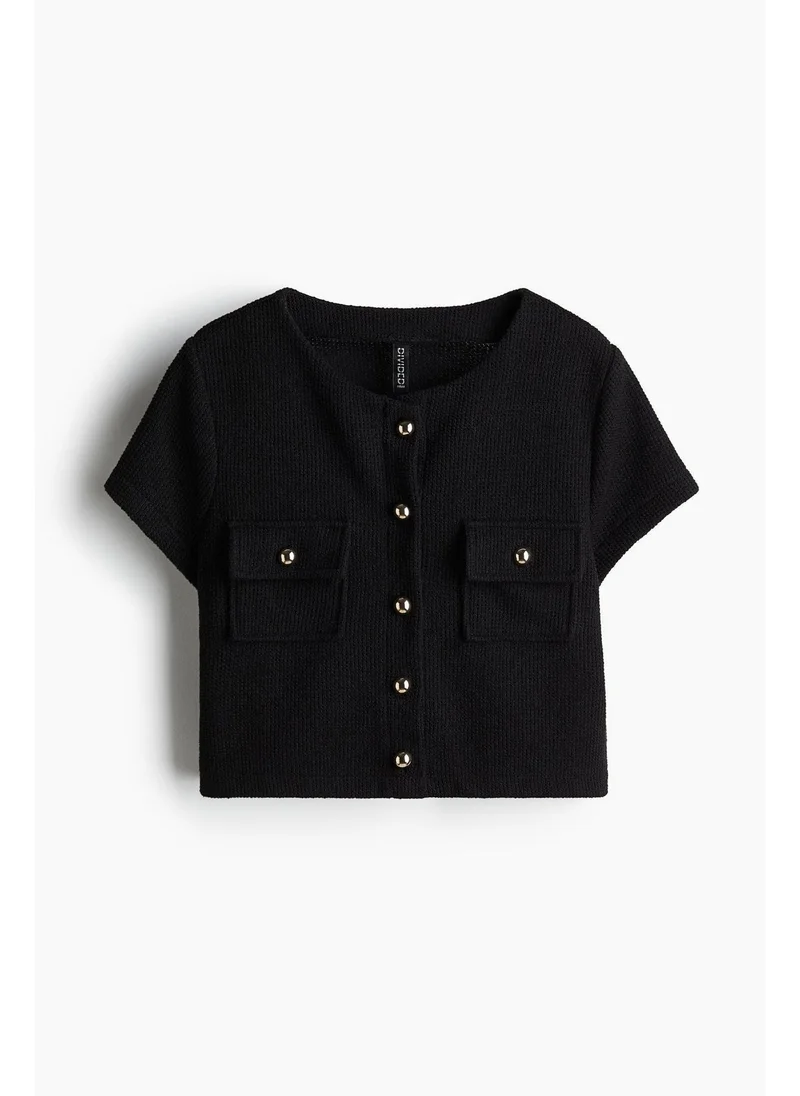 H&M Waffled jersey top
