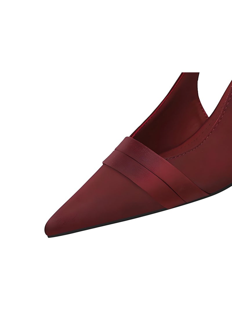 بيج تري المرأة مغلقة موجهة إصبع القدم مضخات سلينغباك ستيليتو كعب عالي الصنادل النبيذ الأحمر 9 سم - Image 3