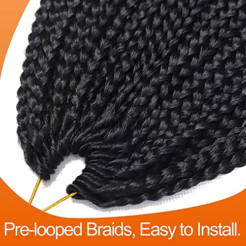 Chicmoi Box Braid Crochet Hair 24 Inch Crochet Braids 144 Strands Crochet Box Braids Pre Looped Crochet Hair Extension for Black Women Knotless Black Color Chicmoi (1B, 24 inch box braids 6 pack) - Image 3