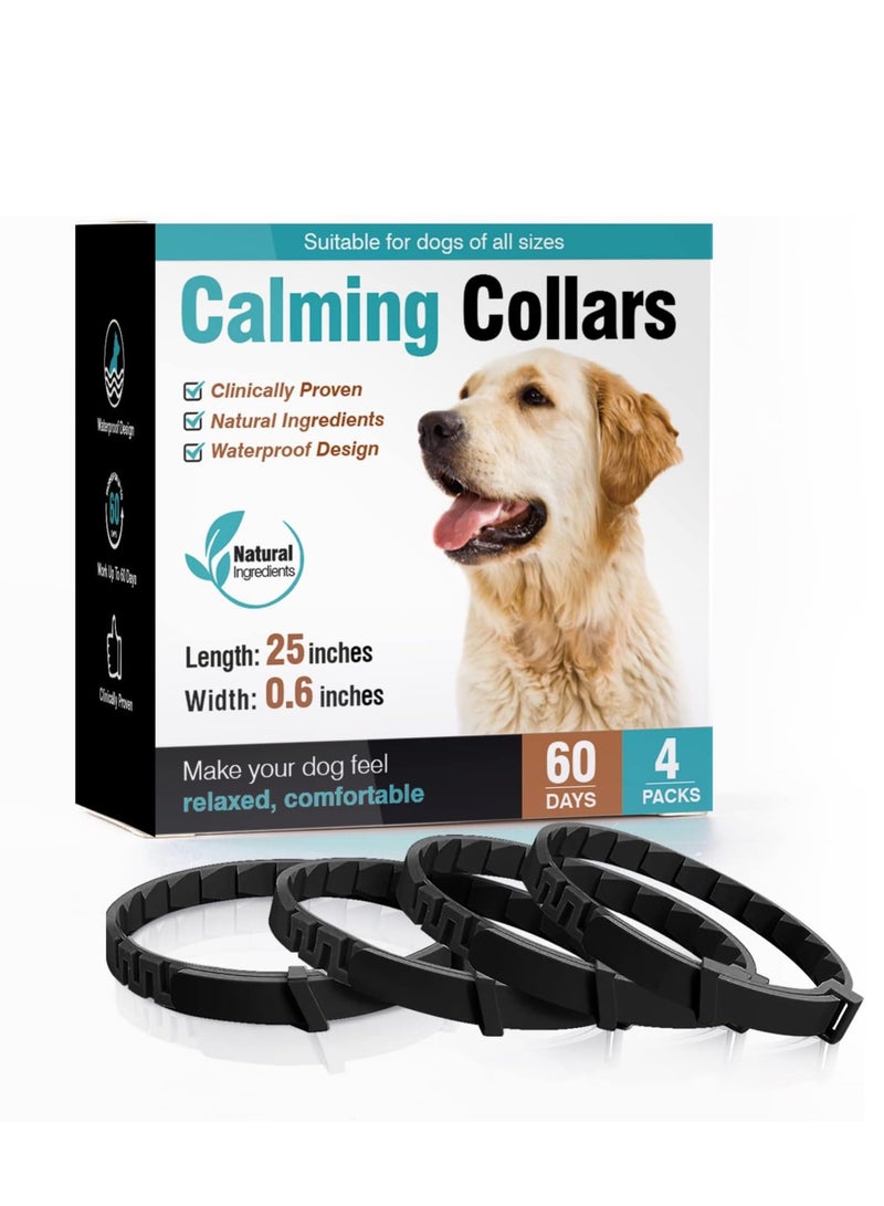 Furtey Calming Collar for Dogs 4 Packs Anxiety Relief Dog Pheromone Collar 60 Days Sustained Release Pheromone Separation Anxiety Stress 25 Inches Size Flexible Adjustable Fits All Small Medium Large Dog - Image 1
