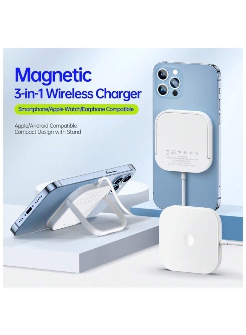 Bukela 15 watt 3-in-1 MagSafe Wireless Charger With Charging Stand Compatible With iPhone 15 /14 /13 /12 Series, Apple Watch, Airpods 3 & Airpods pro - Image 2