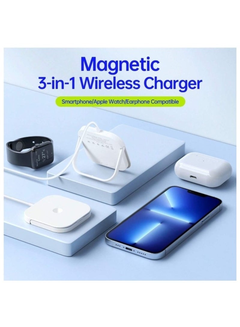 Bukela 15 watt 3-in-1 MagSafe Wireless Charger With Charging Stand Compatible With iPhone 15 /14 /13 /12 Series, Apple Watch, Airpods 3 & Airpods pro - Image 3