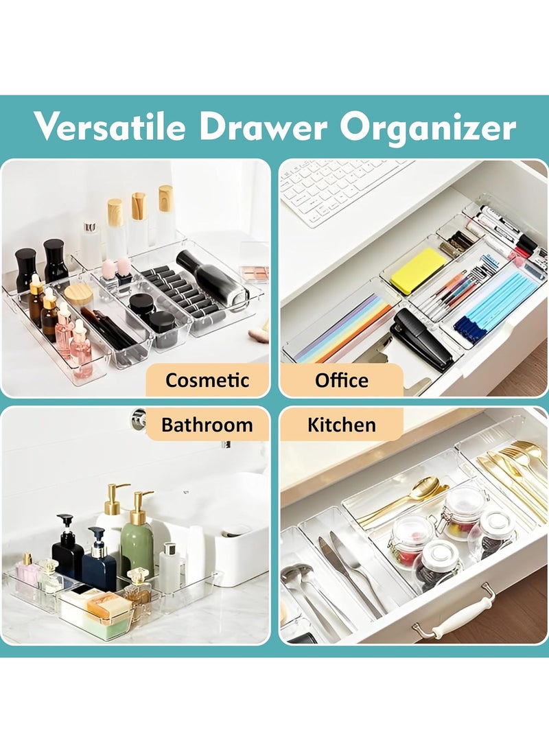 Generic 25pcs Desk Drawer Organizers Trays Set,Clear Plastic Storage Bins Bathroom Drawer Tray, Dividers Vanity & Accessories trays, Organizer for Bedroom Dresser Makeup Jewelries, kitchen, office.  - Image 5